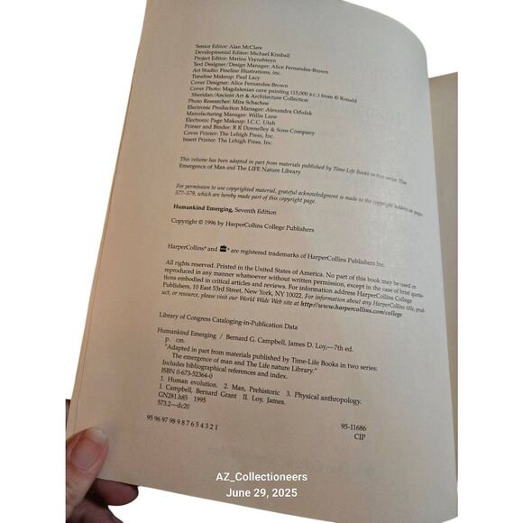 Humankind emerging 7th edition by Bernard G. Campbell and James D. Loy - harper - Picture 6 of 7